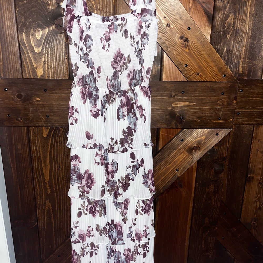 Socialite Purple Floral Smocked Dress